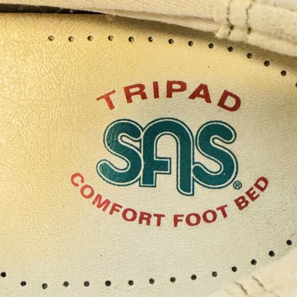 SAS Shoes Womens 7 Beige Leather Loafers Tripad Comfort Easier Wedge Slip On - Picture 8 of 10